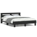 vidaXL Sengeramme med sengegavl og LED svart 150x200 cm 8721012247574