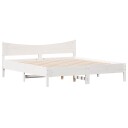  Sengeramme med hodegavl hvit 200x200 cm heltre furu 8721012454606