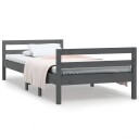 vidaXL Sengeramme grå 90x200 cm heltre furu