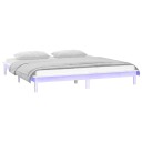 vidaXL Sengeramme med LED hvit 135x190 cm 4FT6 Double heltre