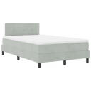  Box Spring Seng med Madrass & LED Lysegrå 120x190 cm Fløyel