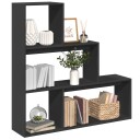 Romdeler bokhylle 3 etasjer svart 123x29x123 cm konstruert tre
