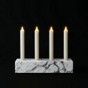ROYALE lysestake hvit marmor med 4 batterilys