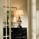 Augustine bordlampe, antikkbrun/kremfarget, 90 cm, tekstil, E27 – FEISS - Stue - Stoff / Tekstil - Med skjerm
