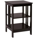 3 Tier II formet nattbord sidebord med hylle og oppbevaringsplass 40 x 40 x 61 cm kaffe