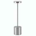 Oppladbar LED Bordlampe i Metall Sølv