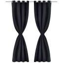 Vidaxl Energisparende Gardiner Med Metallringer 2 Stk Svart 135 X 245 Cm