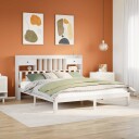  Seng med bokhylle uten madrass hvit 180x200 cm heltre furu 8721158613950