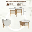 Sammenleggbart spisebord for 6 8 personer plassbesparende hvitt og gullfarget