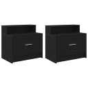  Nattbord med skuff 2 stk svart eik 51x31x47 cm 8721158575500