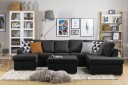 Crazy 5 seters Høyrevendt U formet X Large Sofa med Divan og Sjeselong i Stoff   Antrasitt