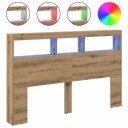  Hodegavl skap med LED artisan eik 160x17x102 cm
