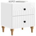  Nattbordskap med skuff 2 pcs Høgglans hvit 43 x 34,5 x 48 cm