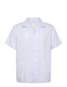 Calvin Klein Ss Camp Collar Solid Linen Class Blue L