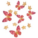 Wilton Spiselig Kakepynt – Blomster Og Sommerfugl – Oransje Og Rosa Pk/30