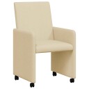  Spisebordsstoler med hjul 2 pcs Krem 57 x 66 x 94 cm stoff