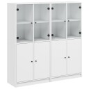  Bokhylle med dører hvit 136x37x142 cm konstruert tre 8721012216143