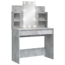  Sminkebord med LED-lys betonggrå 96x40x142 cm 8721012045187