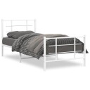 vidaXL Sengeramme i metall med hode- og fotgavl hvit 90x190 cm 8721012304192