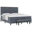  Box Spring Seng med Madrass & Benk Mørkegrå 180x200 cm Fløyel