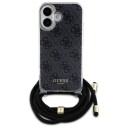 Guess Crossbody Cord 4G Print Mobildeksel til iPhone 16 - Svart