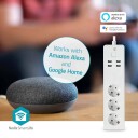 Nedis SmartLife Strømstripe med Wi-Fi, 3x Jordet, 4x USB, 3680W, 1.8m, Hvit