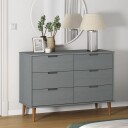  Kommode MOLDE grå 113x40x80 cm heltre furu 8720845541965