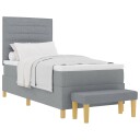  box spring seng med madrass & benk lys grå 80x200 cm stoff