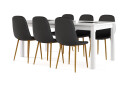 Basic Home Octavia Uttrekkbart Spisebord 180 cm + 6 stk Naira stol svart med eikeben   Hvit/Svart