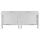 Arbeidsbenk med skyvedører 2 stk 240x50x(95-97)cm rustfritt stål