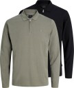 Jack & Jones Jprblaethan Ls Zip Polo 2Pk Mp   BLACK   XL