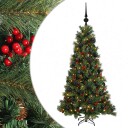 vidaXL Kunstig juletre med julekuler 120 cm 150 LED-lys Varmhvit