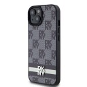 DKNY skinnveske med rutete ensfarget mønster og trykte striper til iPhone 15/14/13 - Svart