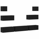  TV skapsett 7 pcs Svart eik 100 x 30 x 30 cm Konstruert tre