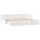  Uttrekkbar dagseng med skuffer hvit 80x200 cm heltre furu
