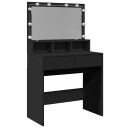  Sminkebord med LED svart 80x41x134,5 cm