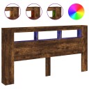  Sengegavl med LED røkt eik 200x18,5x103,5 cm konstruert tre 8721012259539