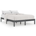 vidaXL Sengeramme grå heltre furu 200x200 cm