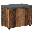 vidaXL Gangbenk med pute med hylle med dør Gammelt tre 60 x 38 x 46 cm