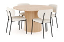 Other Brand Kopparbo Spisegruppe 130 cm Rund Forlengbar med 4 Gemmiano Spisestoler Whitewash