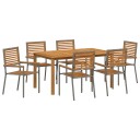  7-delt hage spisegruppe grå poly rattan akacia
