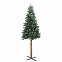 vidaXL Slankt juletre med ekte tre og hvit snø grønn 210 cm