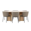 Venture Home Spisegruppe Strada Rund 120/170 cm Hvit med Edina Stoler 6 stk Svart / Brun 6 stk Svart / Brun