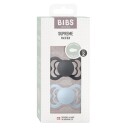 BIBS Pacifier Supreme Latex Iron/Baby Blue Size 2 2pcs