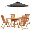 vidaXL Ute spisegruppe med parasoll 6 stk. 4-seters