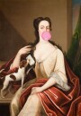 Renaissance Bubble Gum Portrait and Dog / Altered Art Poster Plakat / 100x150cm