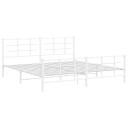 vidaXL Sengeramme i metall med hode- og fotgavl hvit 200x200 cm 8721012304345