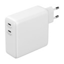 Deltaco 60W GaN USB-C Vegglader med Powerbank 9600mAh Hvit