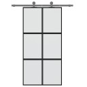 vidaXL Skyvedør svart 102,5x205 cm herdet glass og aluminium