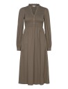 BUBBLEROOM V-neck Cotton Smock Dress Khaki green M